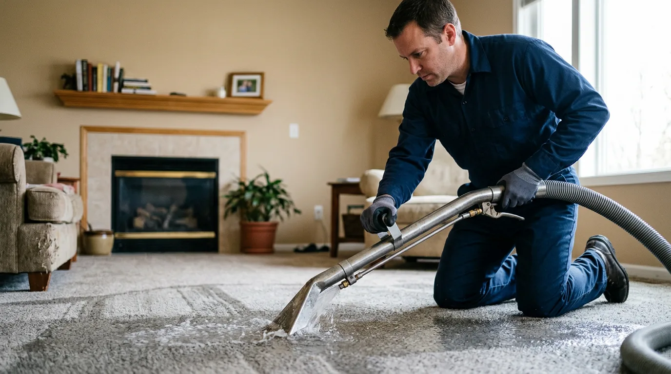 Water damage restoration technician working near Hedrick, IA